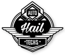 Black-and-white Auto Hail Techs logo with wings and hexagonal emblem