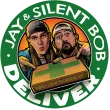 Logo with two cartoon men and a package, reading “Jay & Silent Bob Driver” in green and white.