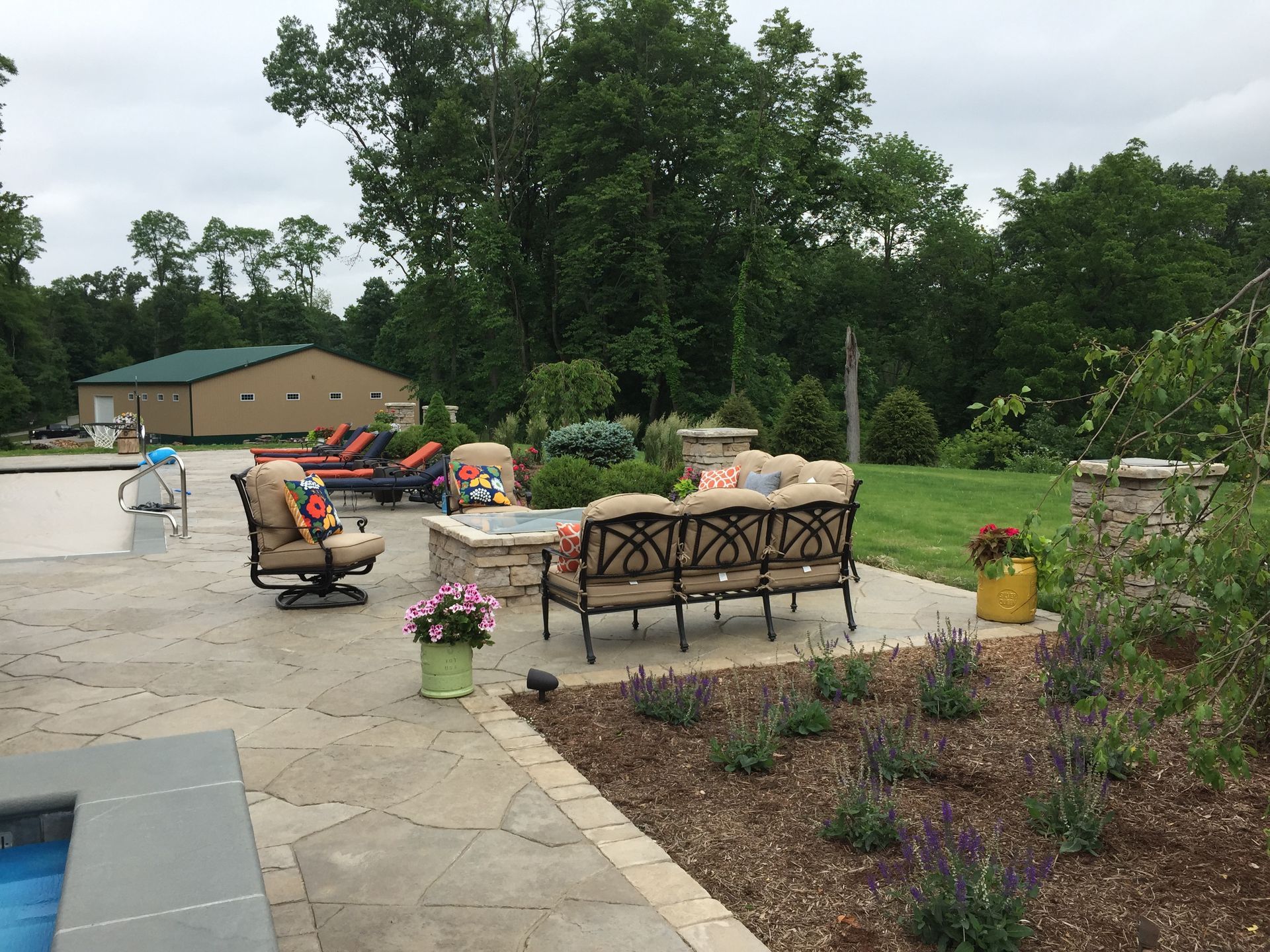 patio around swimming pool