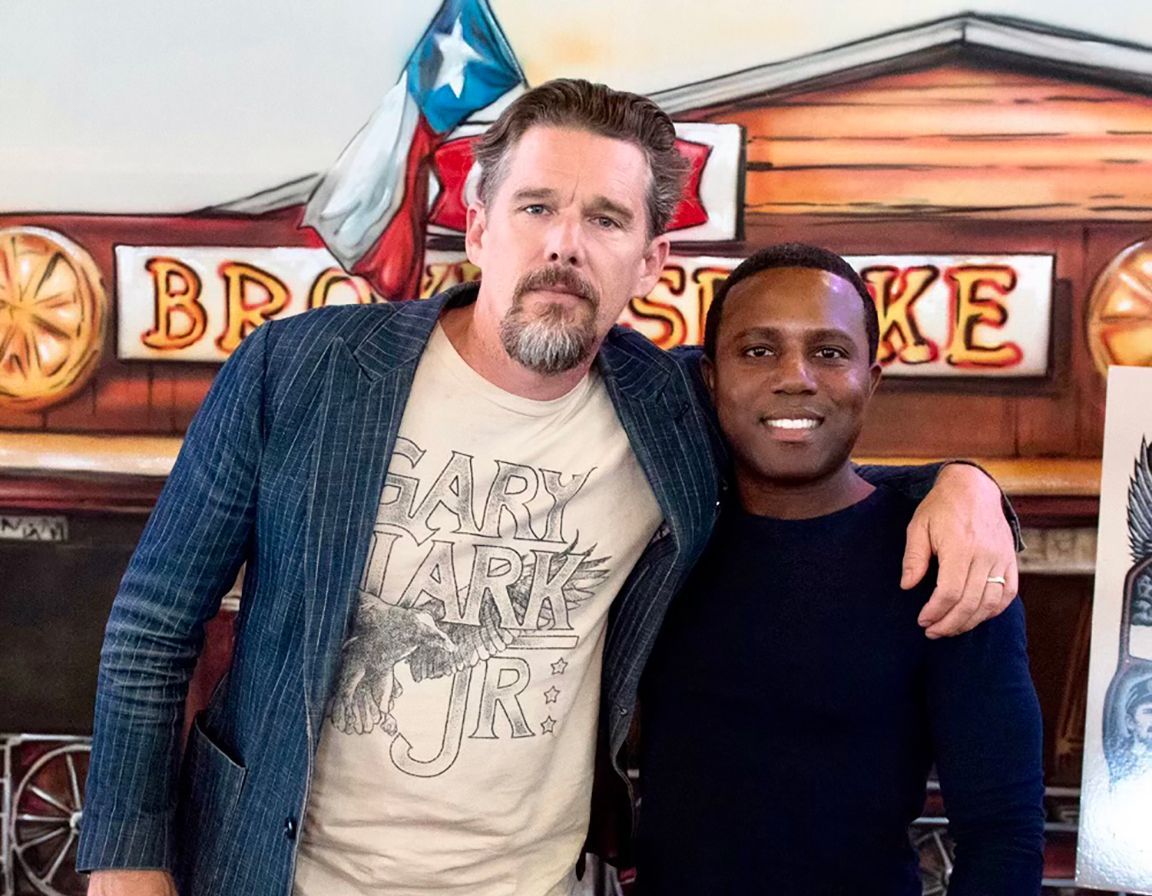 Ethan Hawke and Jacquari Harris interview for the film 'Blaze' in Houston