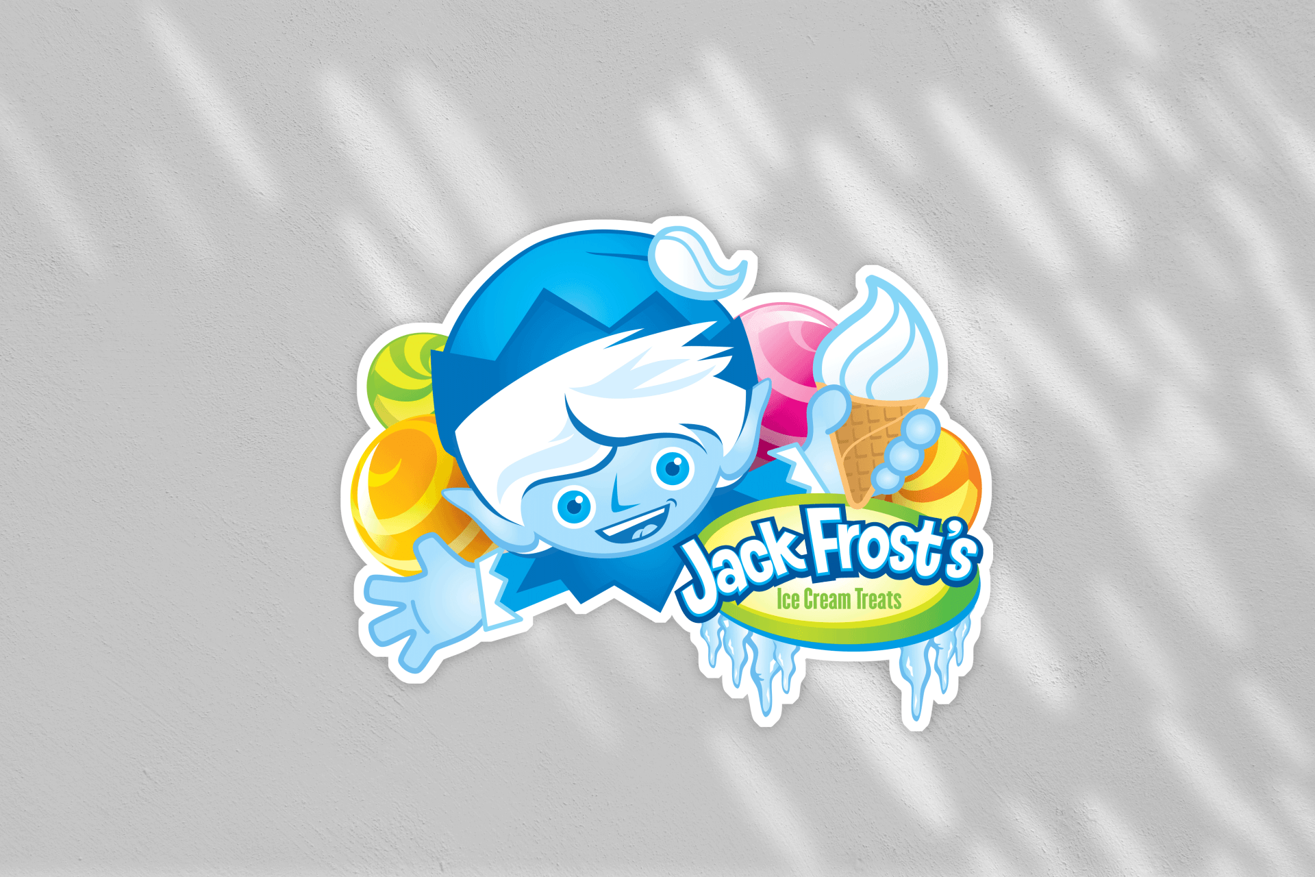 A sticker for jack frost 's ice cream shop