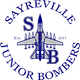 Sayreville Junior Bombers logo with a jet silhouette, blue and white colors, in a circular design.