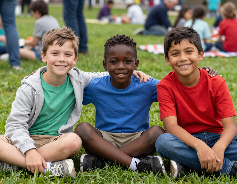 Children smiling together at a community event
