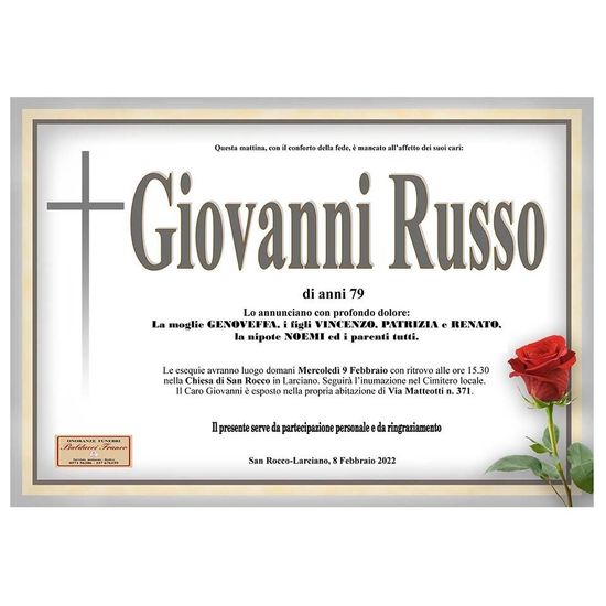 Necrologio Giovanni Russo