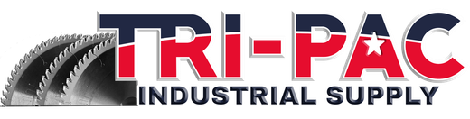 TRI-PAC Industrial Supply logo with red and blue text over a gray gear graphic
