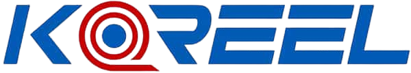 KOREEL logo in blue and red with a stylized circular target inside the letter O