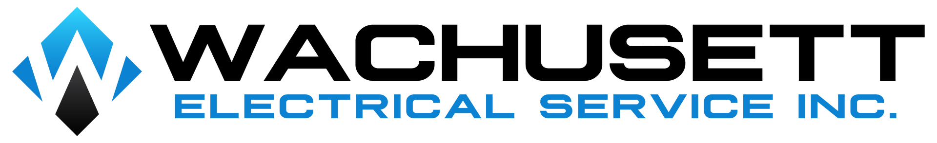 Wachusett Electrical Service Inc. logo with blue and black text and blue diamond icon