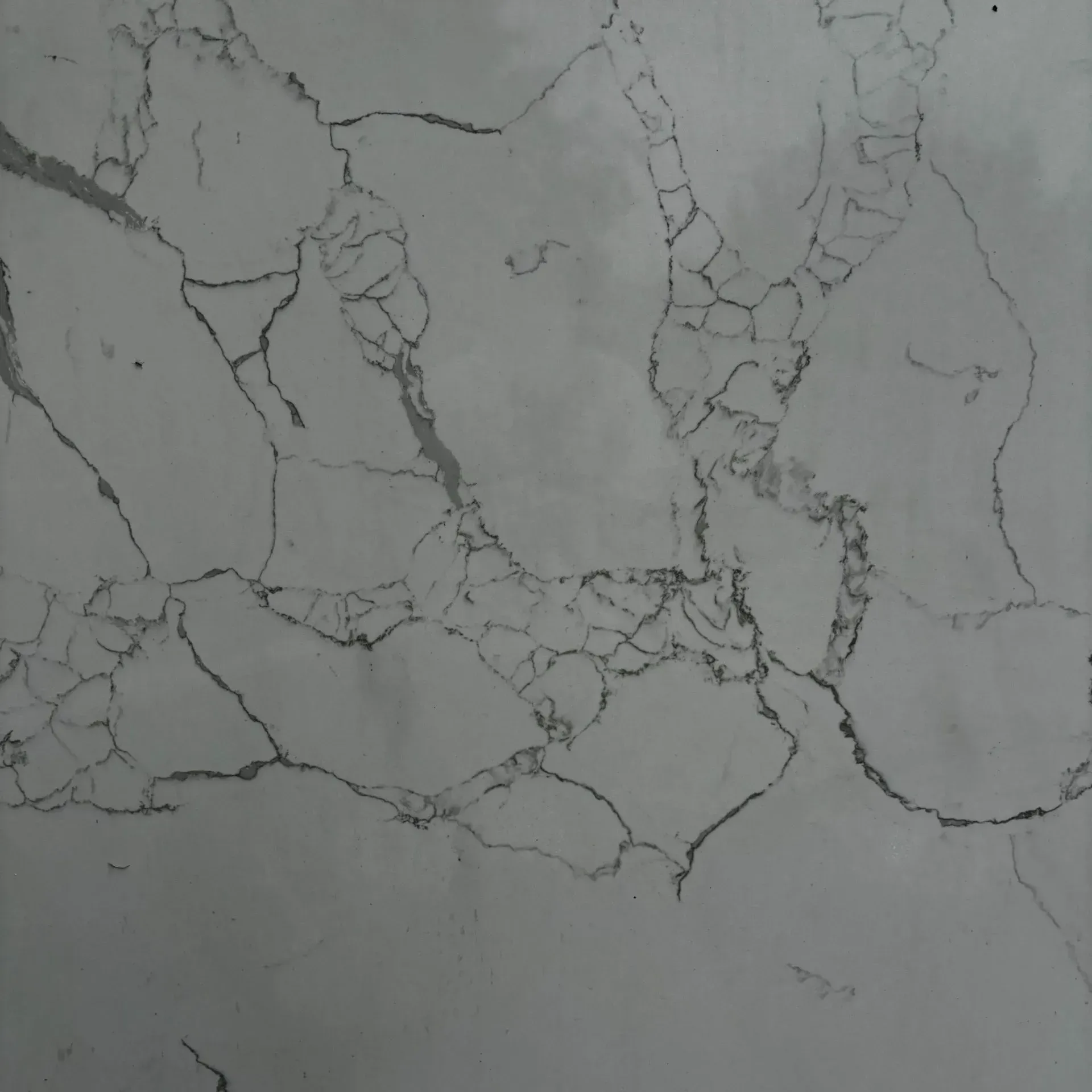 Cracked gray concrete wall with spiderweb-like fracture lines