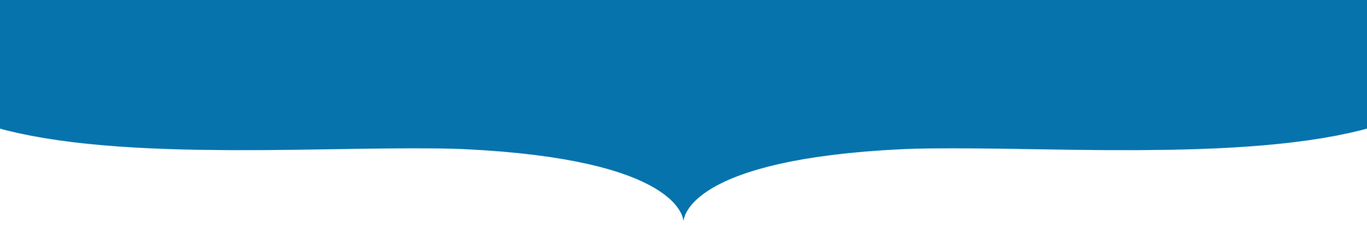 Blue and white abstract curved shape with a central notch on a black background