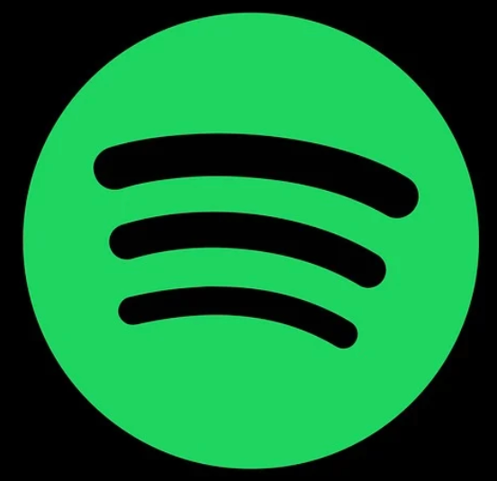 Spotify-logo: groene cirkel met drie zwarte gebogen lijnen.