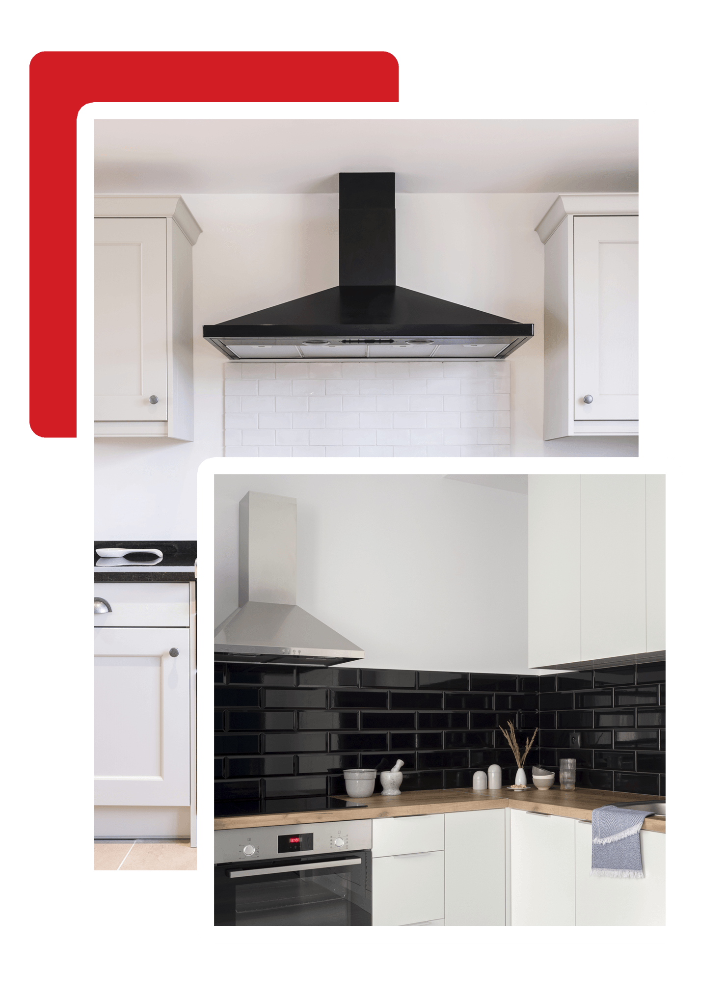 Black Enamel Oven Range Cooker with Chimney Hood in a Modern Kitchen — Brisbane, QLD — Rangehood Installation and Ducting Services Pty Ltd Black Enamel Oven Range Cooker with Chimney Hood in a Modern Kitchen — Brisbane, QLD — Rangehood Installation and Ducting Services Pty Ltd