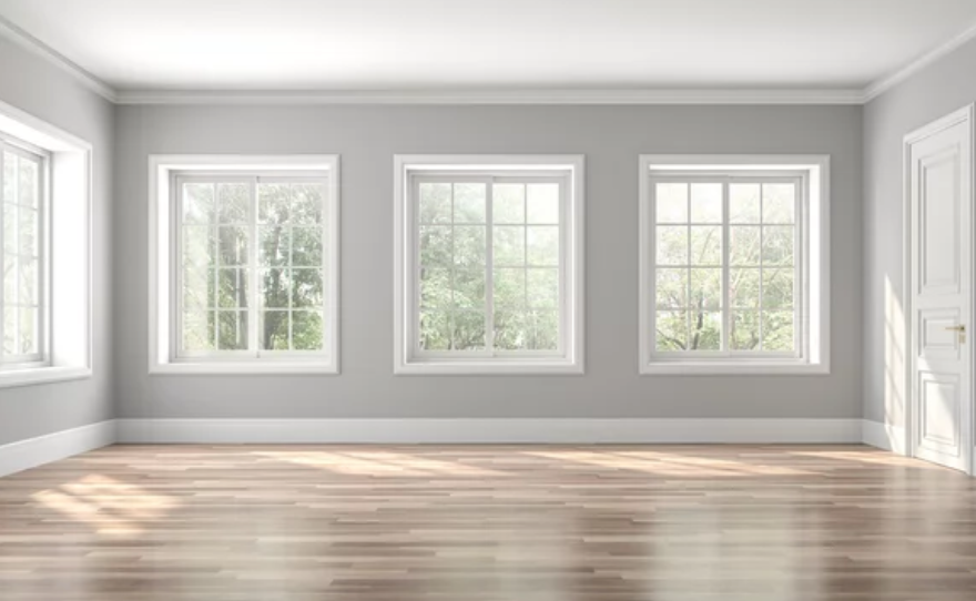 Empty room with gray walls