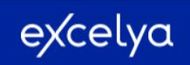 Excelya-logo in witte tekst op een blauwe achtergrond.