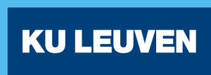 Logo van de universiteit KU Leuven met witte tekst op een donkerblauwe achtergrond.