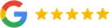 Google logo with five gold stars.