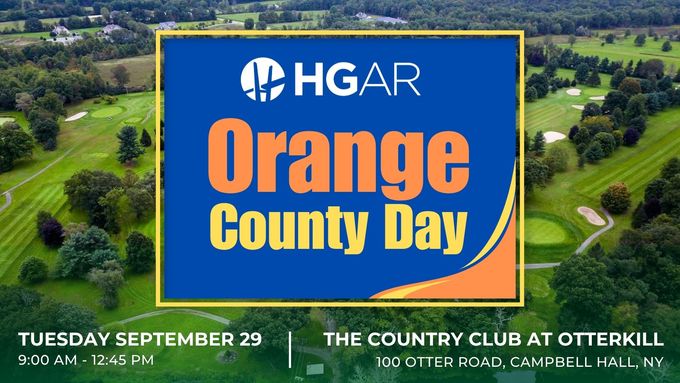 HGAR Orange County Day event banner over a green aerial landscape, with date and location details.