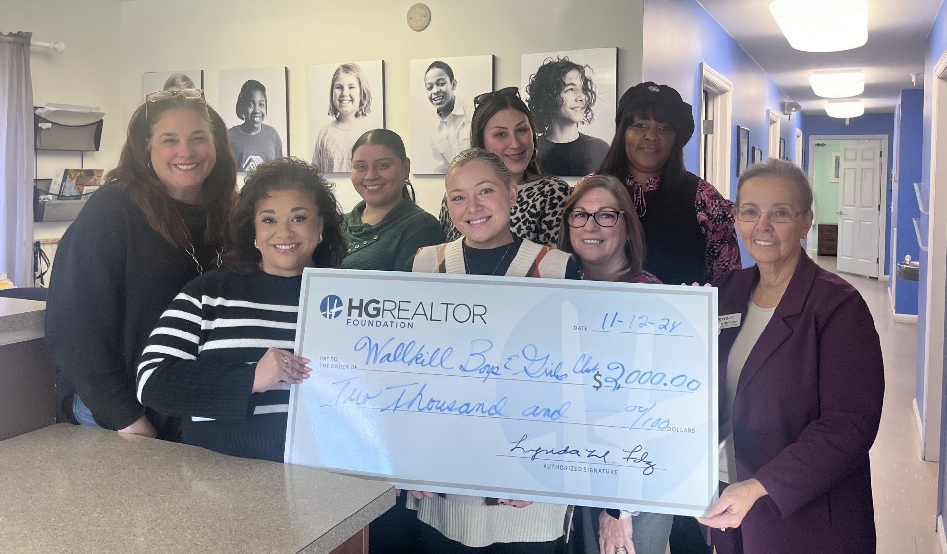 Hudson Gateway REALTOR® Foundation Presents $2,000 Donation Check to the Town of Wallkill Boys & Girls Club