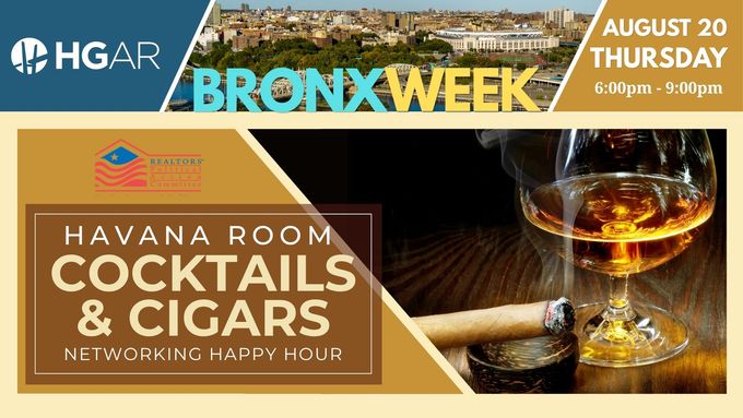 Bronx Week Havana Room cocktail and cigars networking happy hour with whiskey and cigar image