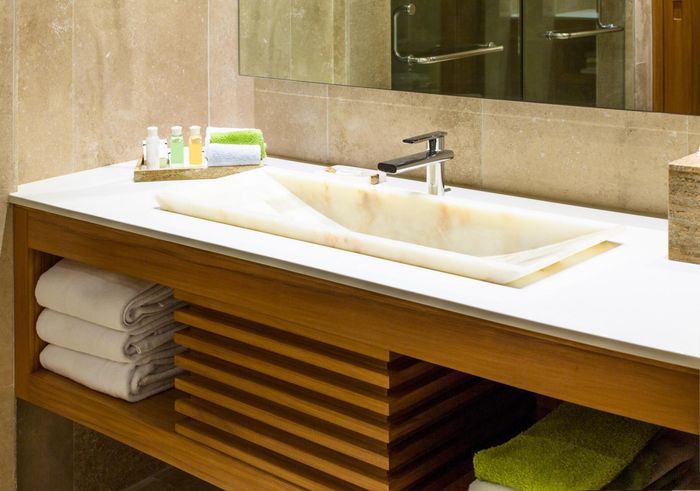 liquid soap near the sink