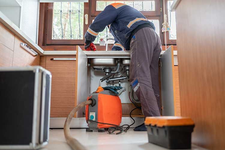 Man Unclogging the Sink — Ponte Vedra Beach, FL — Van Worz Plumbing Inc.