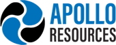 Apollo Resources logo with blue and black swirl icon and bold blue and black text