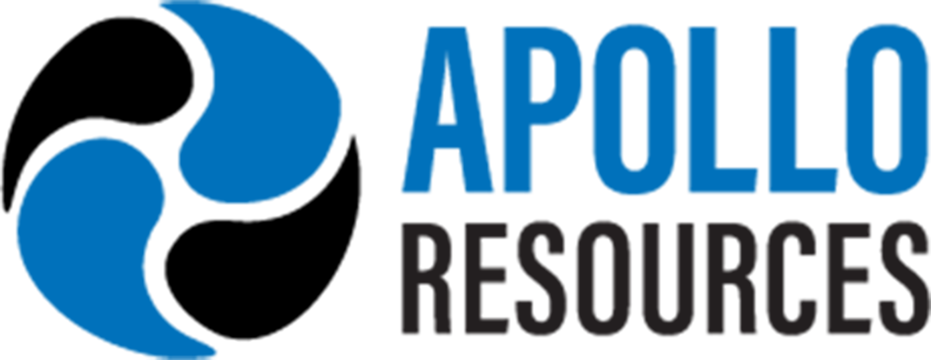 Apollo Resources logo with blue and black swirl icon and bold blue and black text