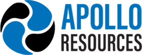 Apollo Resources logo with blue and black swirl icon and bold blue and black text