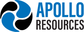 Apollo Resources logo with blue and black swirl icon and bold blue and black text