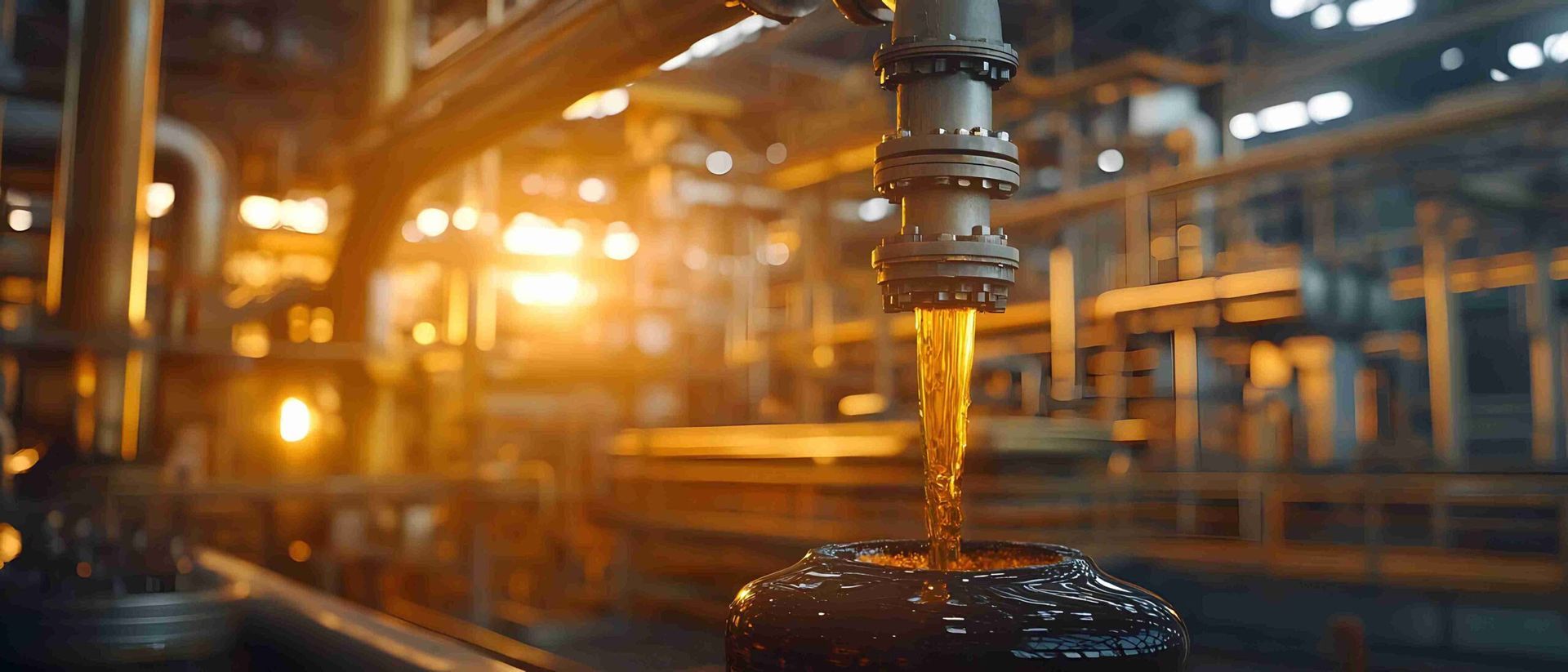 Industrial machine pouring molten metal in a factory with warm orange lighting