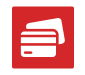 White stacked cards/lines icon on a red square background