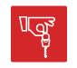 Red safety sign showing a hand pulling a power plug from an outlet.