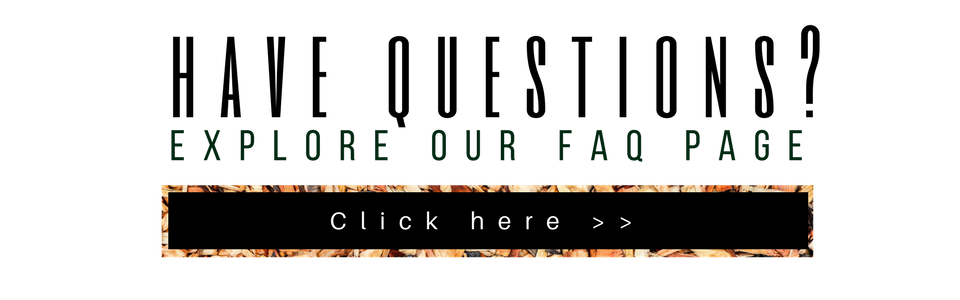 FAQ banner reading “HAVE QUESTIONS? EXPLORE OUR FAQ PAGE” with a “Click here >>” button on white background