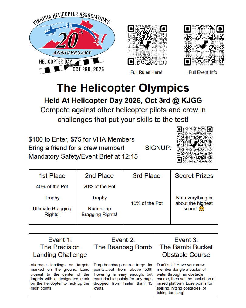 Flyer detailing the Helicopter Olympics