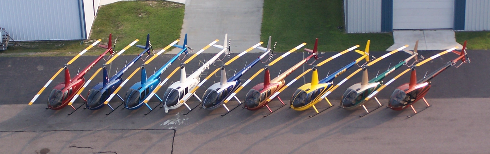 A Lineup of R-44 Helicopters