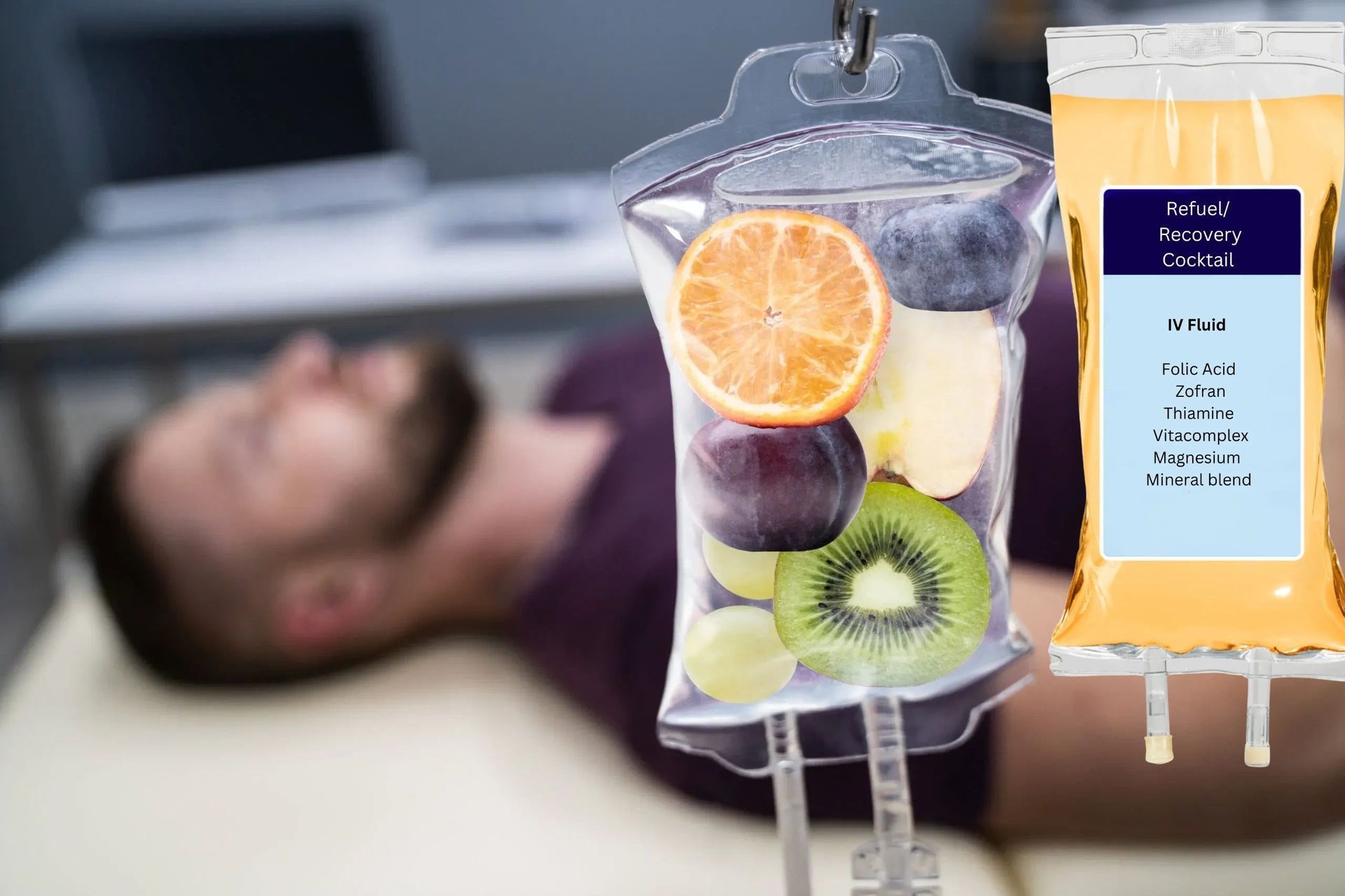iv drip bag of multi-vitamin solution