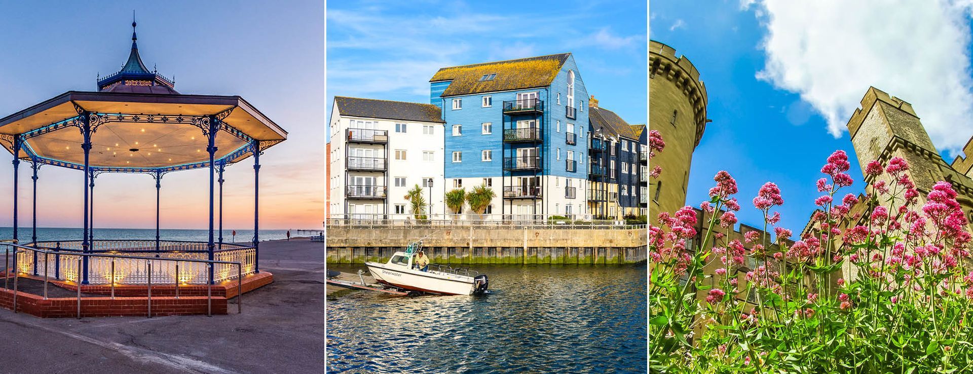 Images of Bognor Regis, Littlehampton and Arundel, located in the Arun District of West Sussex.