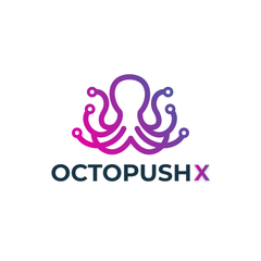 OctopushX logo with pink-to-purple octopus icon and dark text