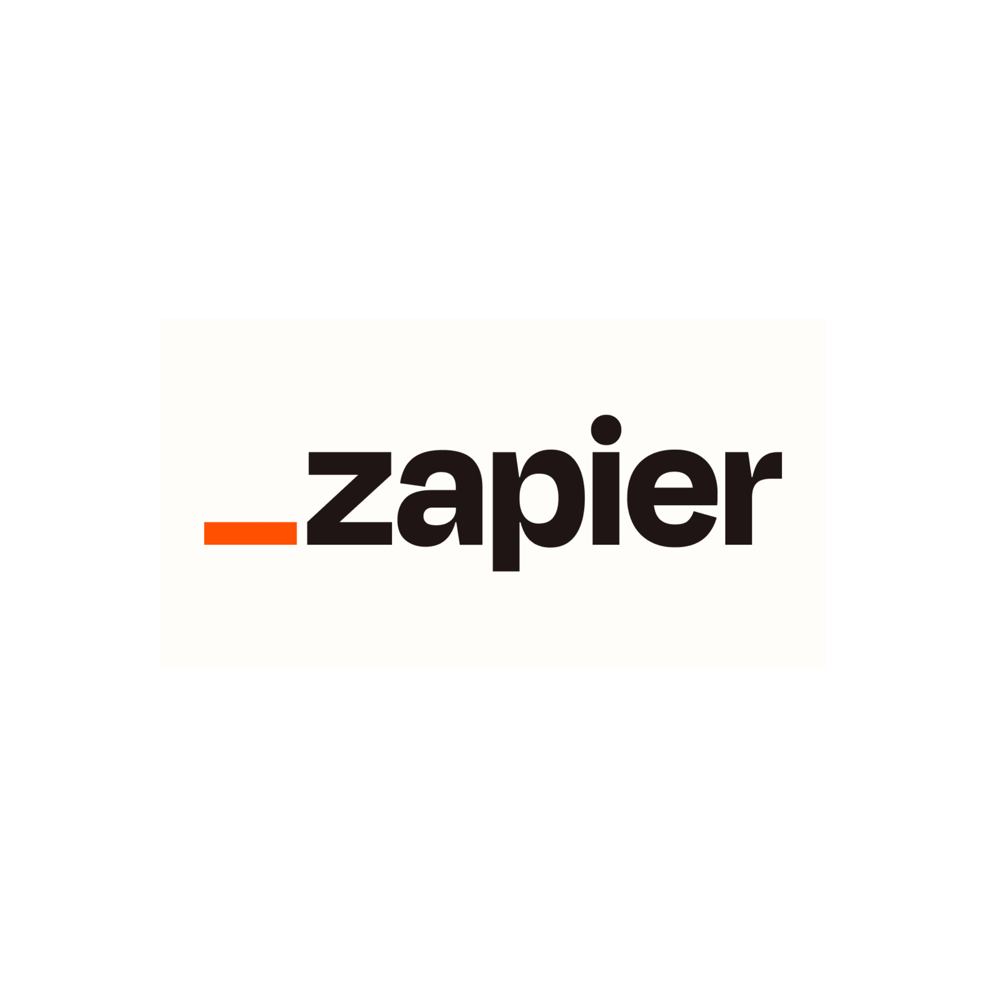 Zapier logo with black text and an orange underscore on a white background