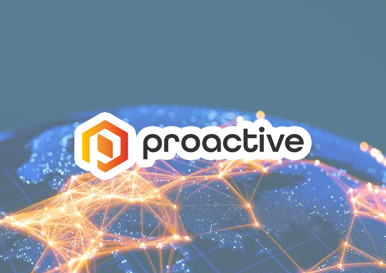 The proactive logo is on a blue background with a globe in the background.