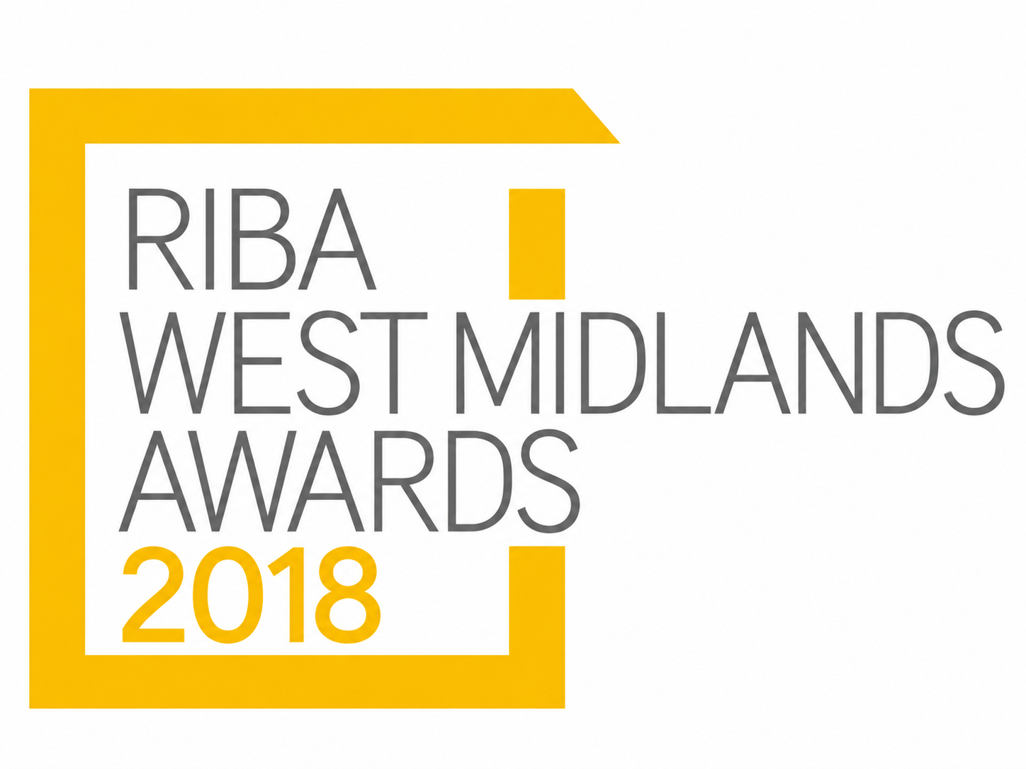 RIBA West Midlands Awards 2018 logo in yellow and black on a white background