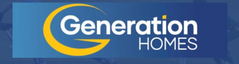 Generation Homes logo with yellow arc and white text on blue background