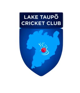 Lake Taupō Cricket Club logo with map and red cricket ball