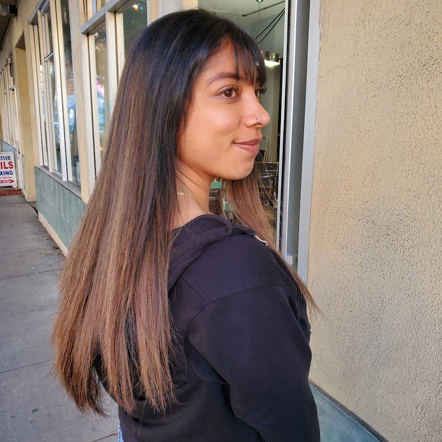 happy client with her new hair
