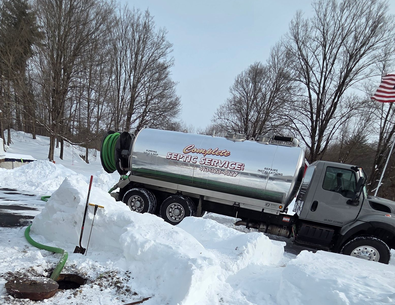 Complete Septic Service is doing a septic cleaning in Hampshire County, MA