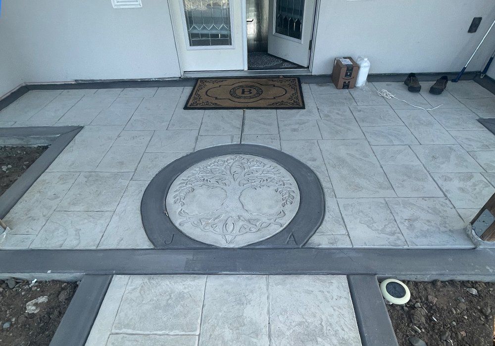 decorative concrete entry way being built