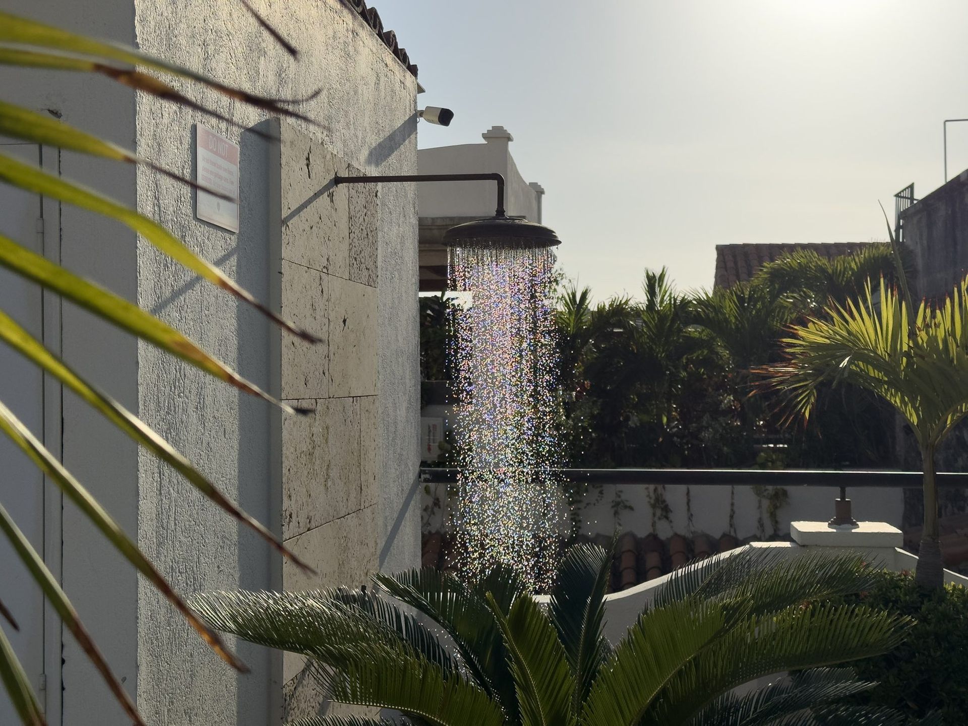 Outdoor shower on the terrace at Casa Bugó hotel, Cartagena
