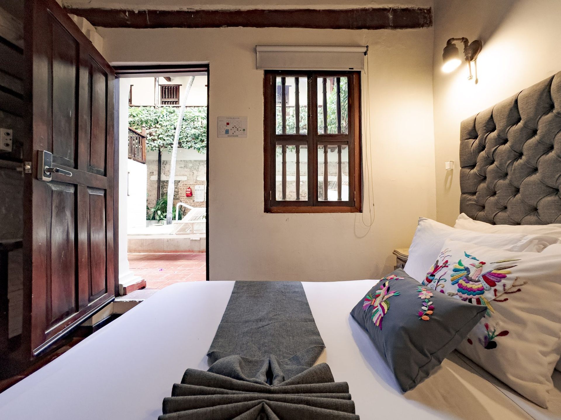 Room facing the courtyard at Casa Bugó, Cartagena Old City
