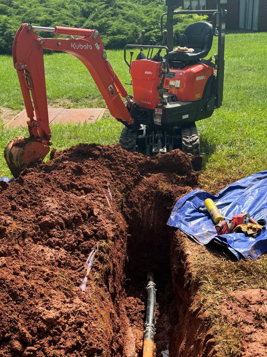 A water line service in Charlottesville, VA by Quality Plumbing