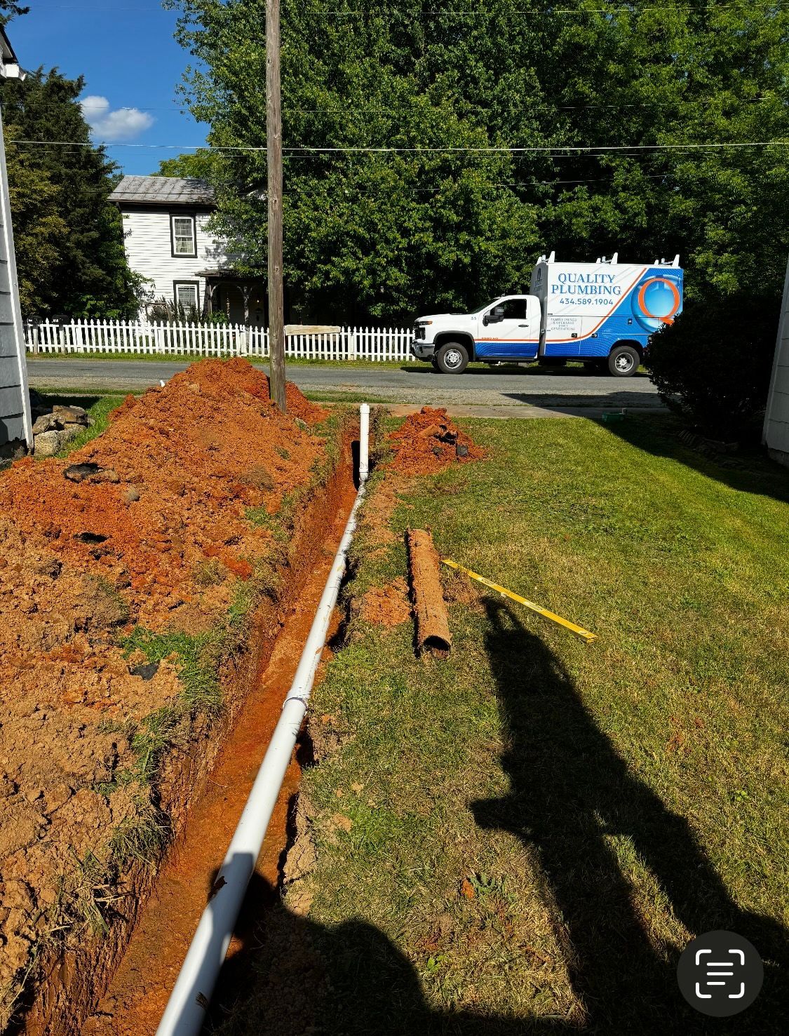 A water line service in Charlottesville, VA by Quality Plumbing