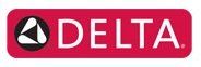 Logo Delta : rectangle rouge avec un emblème circulaire à gauche et le mot « DELTA » en blanc.